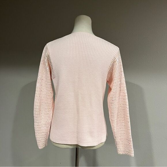 Button down sequin pale baby pink cardigan size medium - Picture 7 of 14